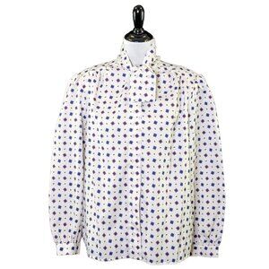 VINTAGE 1980s Tie Neck Button Front Long Sleeve Blouse by Executive Dressing 40